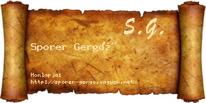 Sporer Gergő névjegykártya